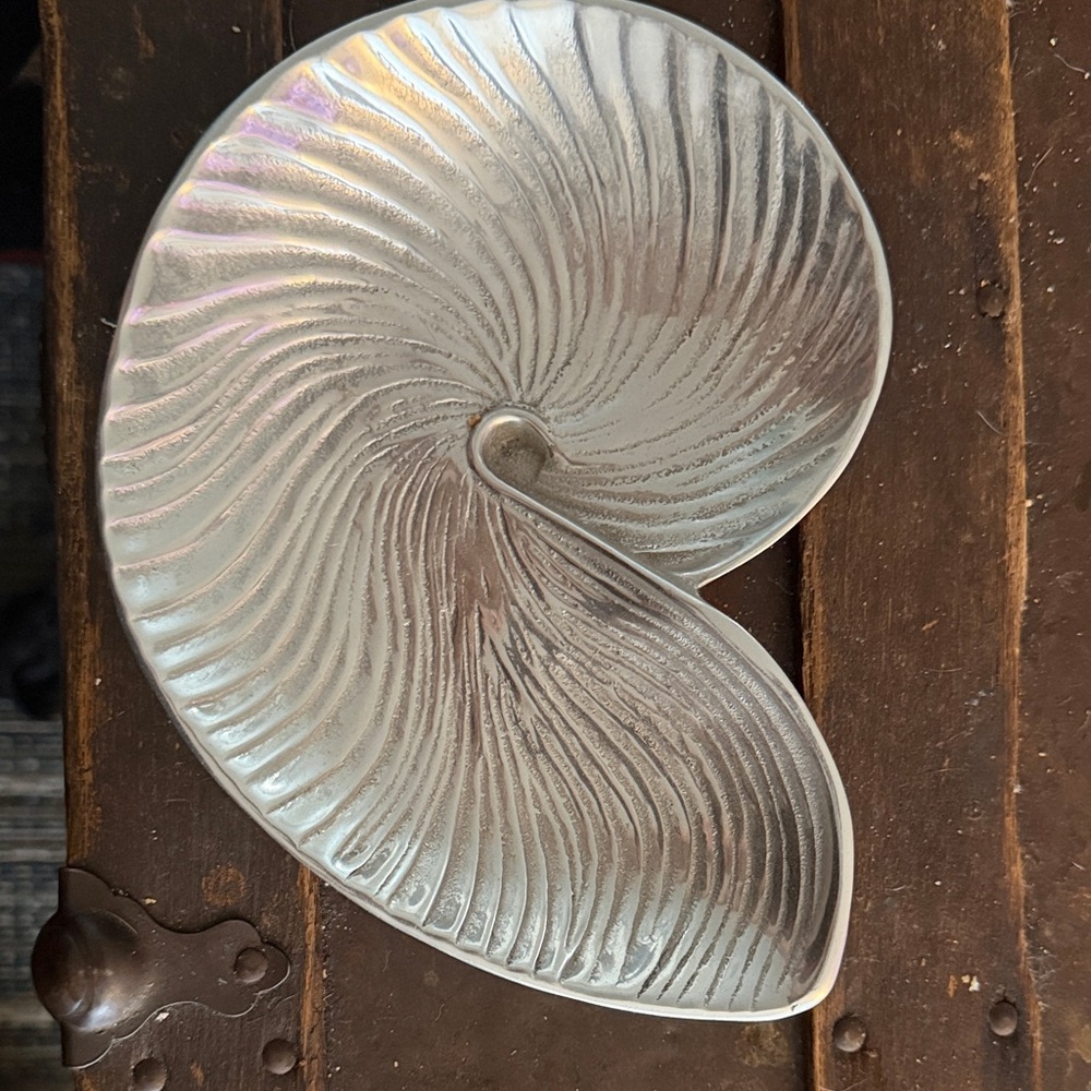 Silver Mariposa Nautilus Shell Decor Dish - Home Art Sculpture